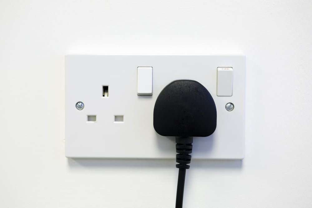 British wall double plug socket
